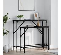 QZZCED Lot de 2 tables d'appoint pour chambre à coucher, salon, table d'appoint, table console, en bois noir pour salon, chambre à coucher, bureau
