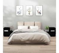 QZZCED Lot de 2 tables de chevet noires pour pièces à vivre 60 x 34 x 51 cm en pin massif