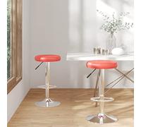 QZZCED Lot de 2 tabourets de bar rotatifs avec élévateur à gaz, tapissés en cuir synthétique, repose-pieds et structure en acier chromé pour cuisine ou salle à manger, capacité 110 kg