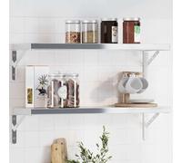 QZZCED Lot de 4 supports d'étagère en acier inoxydable 23,5 x 2,5 x 15,5 cm, organisateurs résistants pour étagères, supports muraux durables, montage facile avec trous