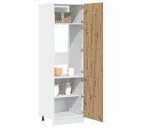 QZZCED Lyon Armoire réfrigérateur en chêne artisanal avec 4 étagères et 3 portes, 60 x 57 x 207 cm, bois d'ingénierie stable et durable pour cuisine, grand espace de rangement