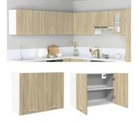 QZZCED Lyon Armoire suspendue en chêne sonoma 80 x 31 x 60 cm avec bois d'ingénierie, grand espace de rangement pour cuisine, design peu encombrant, facile à nettoyer