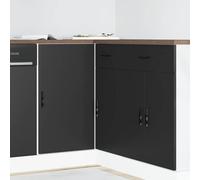 QZZCED Meuble bas pour évier Lyon en bois d'ingénierie noire, grand rangement pour cuisine, structure stable et durable, portes pratiques, pieds réglables, facile