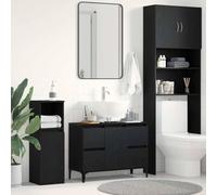 QZZCED Meuble de lavabo avec tiroir en chêne noir 80 x 33 x 60 cm pour salle de bain moderne minimaliste et rangement fonctionnel avec étagères en panneau et porte à charnière