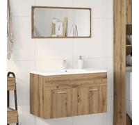 QZZCED Meuble de lavabo de salle de bain en bois de chêne Artisan 80 x 38,5 x 46 cm, armoire coiffeuse avec fixation murale et grand espace de rangement, design économiseur d'espace, matériau