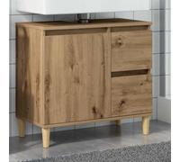 QZZCED Meuble lavabo de salle de bain en bois d'ingénierie chêne Artisan 65 x 33 x 60 cm avec 2 tiroirs et 1 compartiment porte, matériau contreplaqué résistant et stable, design flexible