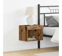 QZZCED Meuble TV 2 pcs Bois Vieille Table de Nuit LED avec Rangement et Lumière RGB Multicolore Moderne 40 x 30 x 30 cm