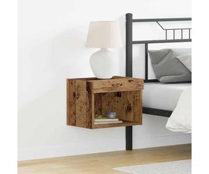 QZZCED Meuble TV 2 pcs Bois Vieille Table de Nuit LED avec Rangement et Lumière RGB Multicolore Moderne 40 x 30 x 30 cm