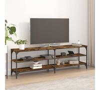 QZZCED Meuble TV Design Industriel Vintage avec Étagères Ouvertes - Buffet Bas en Bois et Fer pour Salon, Rangement Multimédia Stable et Décoratif