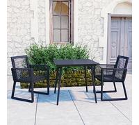 QZZCED Salon de jardin 3 pièces en rotin PVC noir - Ensemble de canapés de jardin pour terrasses, jardins, balcons, arrière-cours