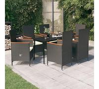 QZZCED Salon de jardin 7 pièces avec coussins - Noir - Canapé de jardin - Ensemble de canapés de jardin - Pour terrasses, jardins, balcons, arrière-cours