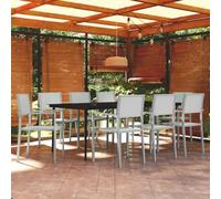 QZZCED Salon de jardin 9 pièces - Blanc - Ensemble de canapés de jardin - Canapés de terrasse - Pour terrasses, jardins, balcons, arrière-cours