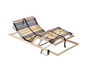 QZZCED Sommier électrique à lattes sans matelas 7 zones 100 x 200 cm, structure en bois de hêtre, lattes de bouleau, support corporel réglable avec 6 lattes doubles centrales, télécommande