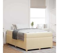 QZZCED Structure de lit avec matelas crème 120 x 190 cm en tissu, cadre en mousse contemporain avec lattes fixes et pieds en boule, design moderne pour chambre, support robuste