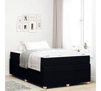 QZZCED Structure de lit avec matelas noir 120 x 190 cm, tissu, cadre en mousse contemporain avec lattes fixes et pieds en boule, design moderne pour chambre, support robuste