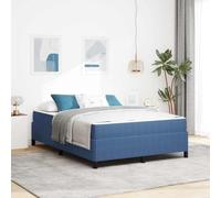 QZZCED Structure de lit bleue 140 x 190 cm avec matelas en mousse haute densité, tissu en velours côtelé, design minimaliste moderne, pour chambre, base en bois résistante et facile