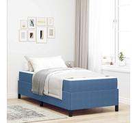 QZZCED Structure de lit bleue 80 x 200 cm avec matelas en mousse haute densité, tissu en velours côtelé, design minimaliste moderne, pour chambre, base en bois résistante et facile