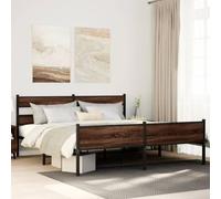 QZZCED Structure de lit classique avec tête de lit, design élégant et intemporel, structure stable et durable en acier, lattes et pieds en métal pour soutien et respirabilité