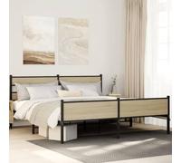 QZZCED Structure de lit classique avec tête et pieds en métal, design élégant et intemporel pour chambre à coucher, lattes métalliques et espace de rangement supplémentaire,