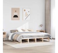 QZZCED Structure de lit en pin massif avec lattes en contreplaqué pour soutien et respirabilité, base stable pour sommier à lattes, design rustique et naturel