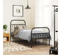 QZZCED Structure de lit métallique avec tête de lit, base à lattes en acier et espace de rangement, design classique et stable pour chambre, support de matelas