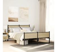 QZZCED Structure de lit métallique avec tête de lit, base à lattes en acier et espace de rangement, support stable pour matelas, design élégant pour chambre