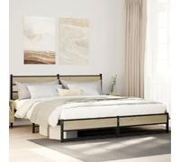 QZZCED Structure de lit métallique avec tête de lit, base à lattes en acier pour support et respirabilité, design élégant avec espace de rangement inférieur, cadre de lit