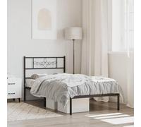 QZZCED Structure de lit métallique robuste avec tête de lit, base à lattes en acier et espace de rangement inférieur, support central pour matelas (non inclus), design élégant