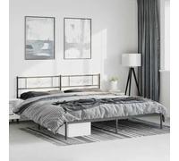 QZZCED Structure de lit métallique robuste avec tête de lit, base à lattes en acier et espace de rangement inférieur, support central pour matelas, design élégant et intemporel