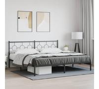 QZZCED Structure de lit métallique robuste avec tête de lit, design élégant et intemporel, base avec lattes en acier pour soutien et respirabilité, pieds centraux et espace inclus