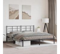 QZZCED Structure de lit métallique robuste avec tête de lit, design élégant et intemporel, base avec lattes en acier pour soutien et respirabilité, espace de rangement inclus