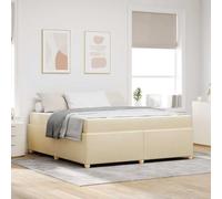 QZZCED Structure de lit moderne avec matelas en mousse haute densité, tissu crème 180 x 200 cm, cadre rectangulaire minimaliste, support ferme et confortable pour chambre principale
