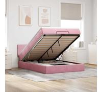 QZZCED Structure de lit ottoman avec matelas à ressorts ensachés et lumières LED réglables, velours doux rose 140 x 200 cm, mécanisme de levage hydraulique et grand espace