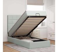 QZZCED Structure de lit ottoman avec matelas à ressorts ensachés, gris clair, 80 x 200 cm, base avec rangement et lumières LED réglables, mécanisme de levage hydraulique