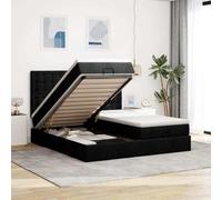 QZZCED Structure de lit ottoman avec matelas en tissu noir 200 x 200 cm, 2 matelas à ressorts ensachés individuels, base avec mécanisme de levage hydraulique et grand espace