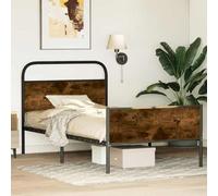 QZZCED Structure de lit robuste 100 x 190 cm en bois de chêne Sonoma, tête et étrier fonctionnels, sommier à lattes pour support optimal, construction solide en métal, pieds stables