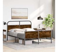 QZZCED Structure de lit robuste 120 x 200 cm en bois de chêne Sonoma, tête et étrier fonctionnels, sommier à lattes pour support optimal, construction solide en acier, pieds stables