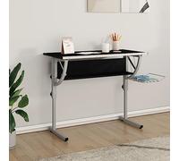 QZZCED Table à dessin professionnelle réglable en angle avec étagère et porte-revues, surface en bois contreplaqué et structure en acier résistant, noir et gris, 110 x 53 x (58-87) cm,