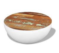 QZZCED Table basse en forme de bol en bois recyclé massif Table d'appoint polyvalente pour chambre à coucher 60 x 60 x 30 cm