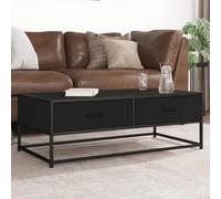 QZZCED Table basse industrielle avec structure métallique et bois d'ingénierie, grand espace de rangement pour magazines, livres DVD, surface résistante pour boissons,