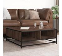 QZZCED Table basse industrielle avec structure métallique et bois d'ingénierie, grand espace de rangement pour magazines, livres DVD, surface résistante pour boissons,