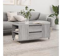 QZZCED Table basse moderne avec 2 tiroirs et 4 compartiments, structure en bois technologique et pieds en métal, surface résistante pour salon, rangement