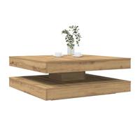 QZZCED Table basse pivotante à 360 degrés avec étagère inférieure, design moderne et surface lisse, table de salon avec rangement, matériau résistant à l'humidité et facile