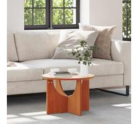 QZZCED Table basse ronde rustique en pin massif, design arrondi sûr pour les petits espaces, texture naturelle du bois, montage facile avec tournevis, idéale pour salon