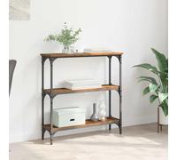 QZZCED Table console industrielle avec rangement pour salon - Structure en métal robuste et surface en bois naturel - Style loft urbain et minimaliste - Meuble