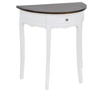 QZZCED Table console robuste avec tiroir, MDF et pin, design compact pour salon, salle à manger ou couloir, finition en peinture blanche et plateau supérieur marron