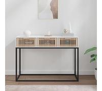 QZZCED Table console scandinave avec 3 tiroirs et pieds en métal, meuble d'entrée avec grand rangement et surface résistante pour décoration de maison, style nordique et design