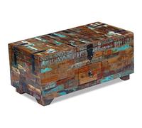 QZZCED Table d'appoint de salon pour chambre à coucher, table basse, coffre en bois recyclé 80 x 40 x 35 cm pour bureau, salon, bureau