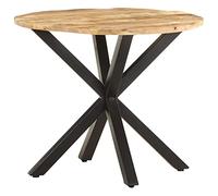 QZZCED Table d'appoint en bois de manguier massif avec pieds en fer, style industriel pour salon ou salle à manger, meuble en bois durable avec finition en poudre, design unique avec veines
