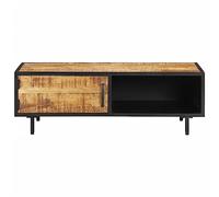 QZZCED Table d'appoint, table d'appoint, table de salon, table basse, 105 x 50 x 35 cm, en bois de manguier brut pour bureau, cuisine, bureau